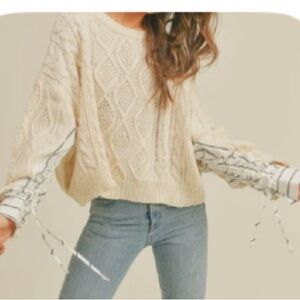 Women's Cream Cable Knit Sweater S/M